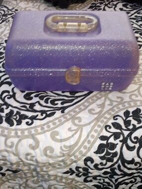 Caboodles Sparkle Purple Makeup Case with Clear Handle